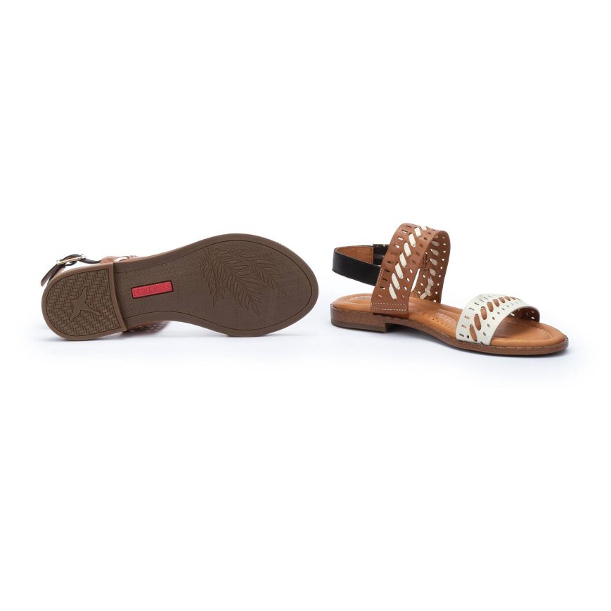 Women's Pikolinos ALGAR Flat Sandals Brown / White | NZ I29301A